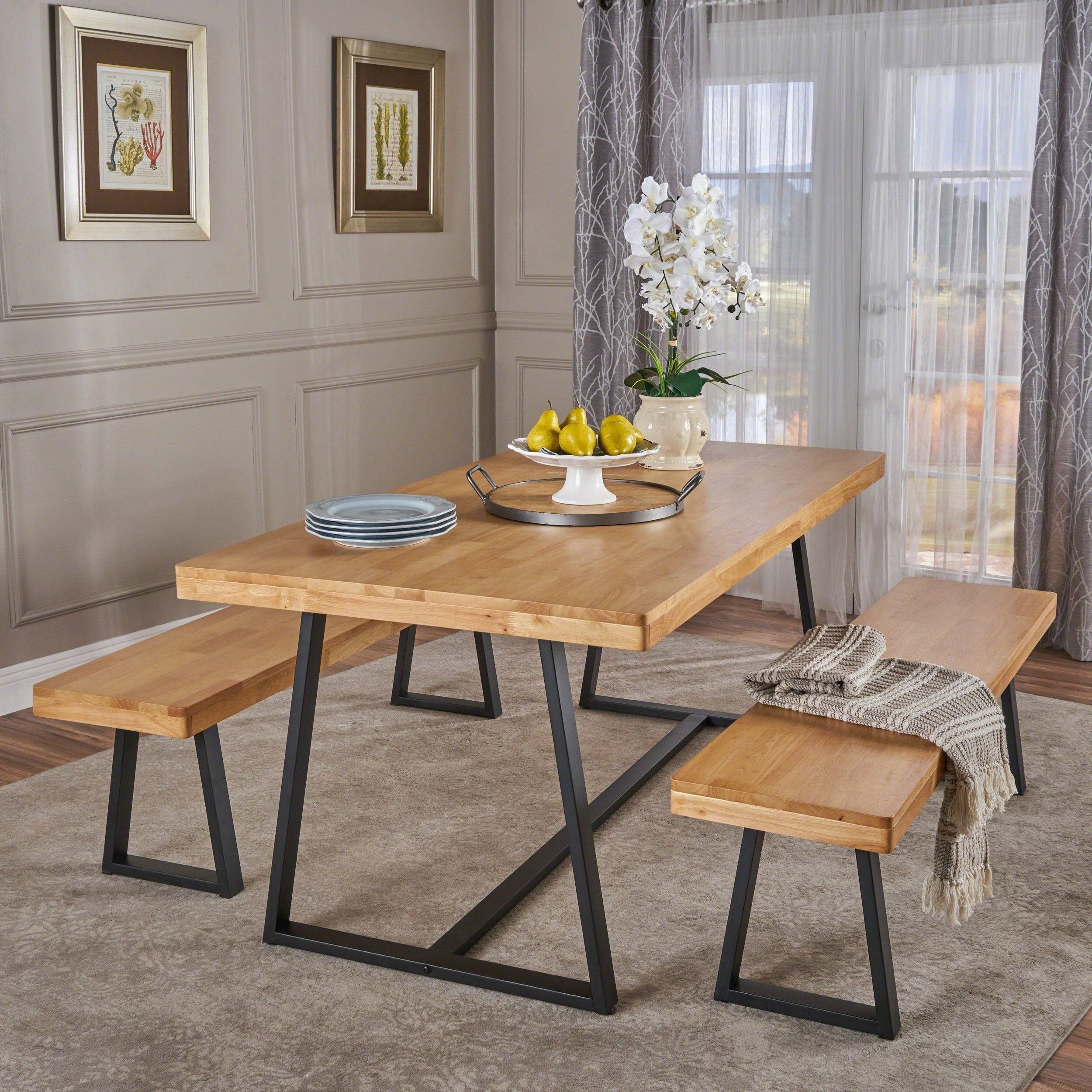 Our Throughout Falmer 3 Piece Solid Wood Dining Sets (View 15 of 20)