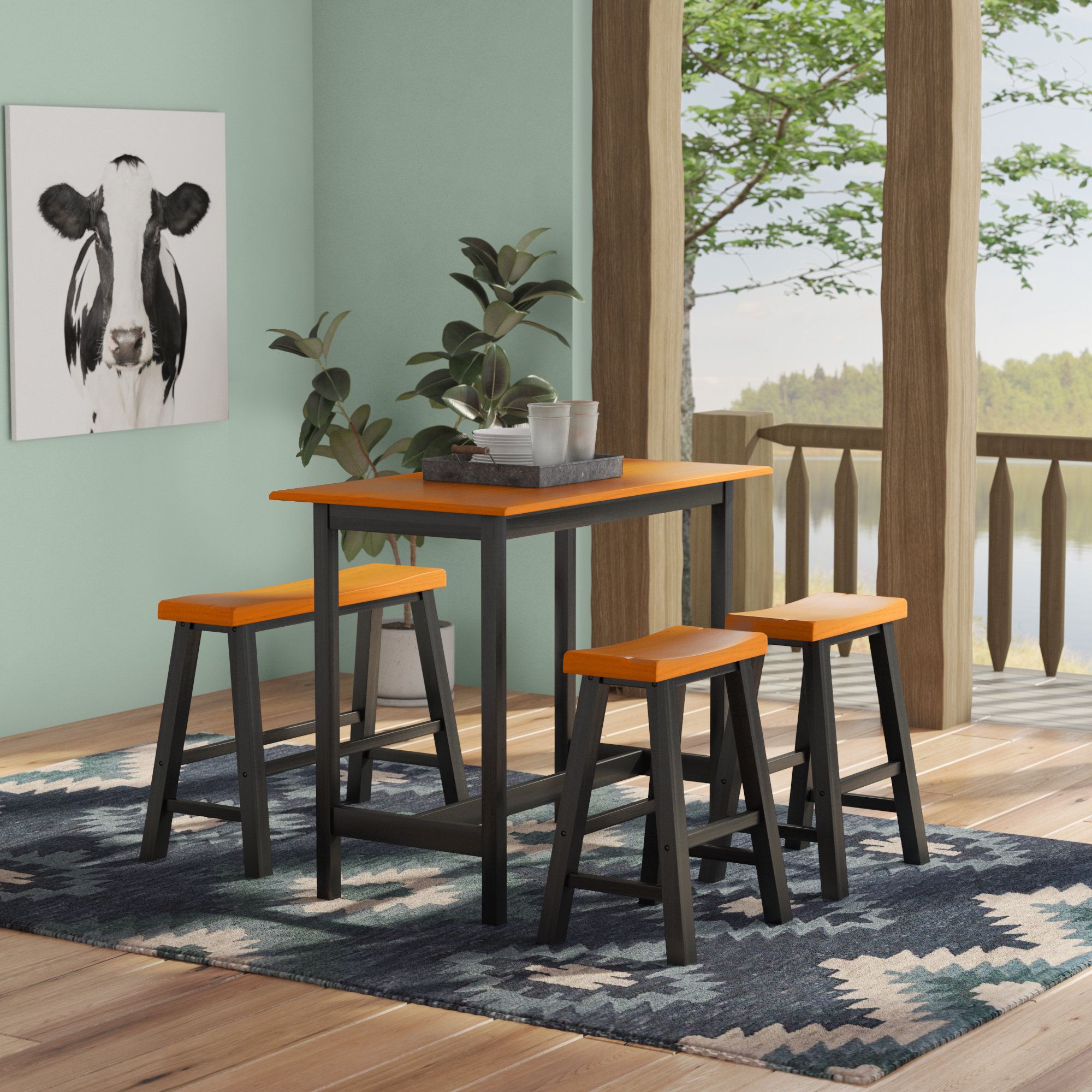 Trendy Kerley 4 Piece Solid Wood Dining Set Pertaining To Kerley 4 Piece Dining Sets (View 1 of 20)
