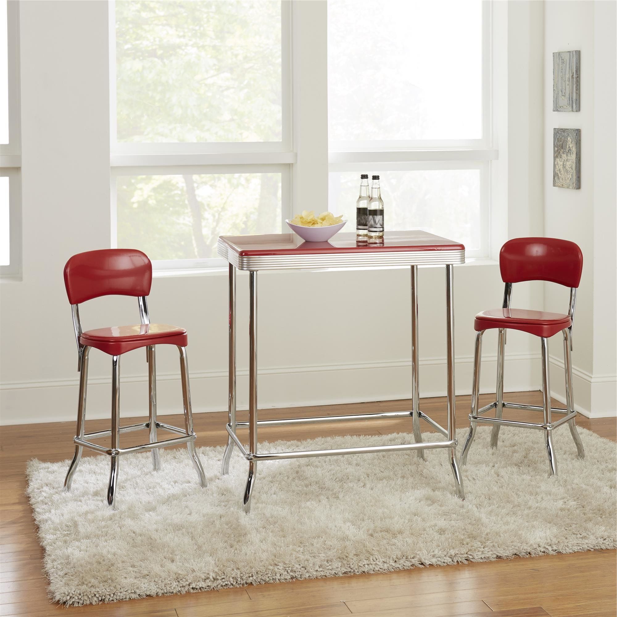 Widely Used Bate Red Retro 3 Piece Dining Set In Bate Red Retro 3 Piece Dining Sets (View 1 of 20)