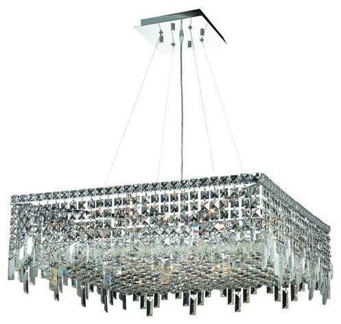 Clea 3 Light Crystal Chandeliers Inside Most Recently Released Elegant Lighting 2033d28c Maxim 12 Light Crystal Pendant In Chrome (View 11 of 30)