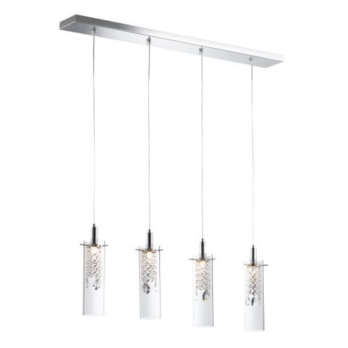 Clea 3 Light Crystal Chandeliers Pertaining To Latest Bazz Lighting P14531cr Glam 4 Light 35" Wide Crystal Linear Chandelier With  Clea (View 8 of 30)