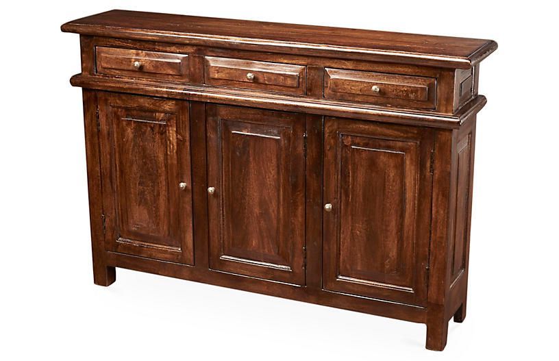 Current Chaffins Sideboards Pertaining To One Kings Lane Beulah 3 Door Cabinet – Pecan In  (View 6 of 20)