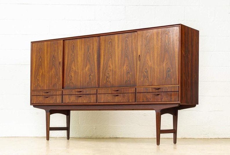 Current Deana Credenzas Throughout Exceptional Mid Century Danish Modern Tall Rosewood Credenza Sideboard Or  Bar Cabinet, 1960s (View 15 of 20)