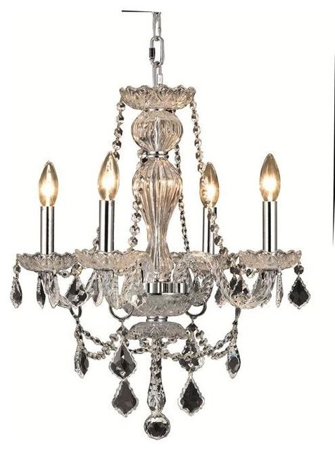 Elegant Lighting Giselle Chrome Transitional Dining Room With 4 Light 60w Pertaining To Fashionable Gisselle 4 Light Drum Chandeliers (View 13 of 30)