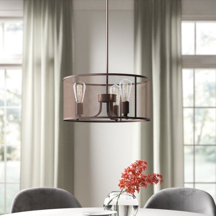 Inspiring Dining Room Drum Chandelier Idea – Decorichmond With Famous Montes 3 Light Drum Chandeliers (Photo 30 of 30)