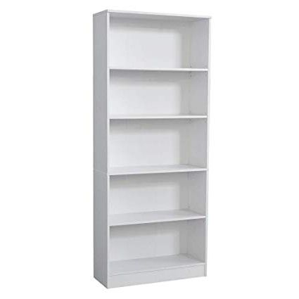 Kayli Standard Bookcases Inside Preferred Hampton Bay White 5 Shelf Standard Bookcase (View 12 of 20)