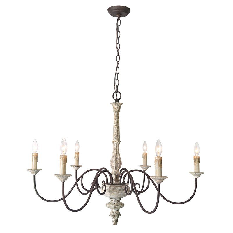 Leib Elegance French Country 6 Light Candle Style Chandelier Inside Popular Berger 5 Light Candle Style Chandeliers (View 9 of 30)