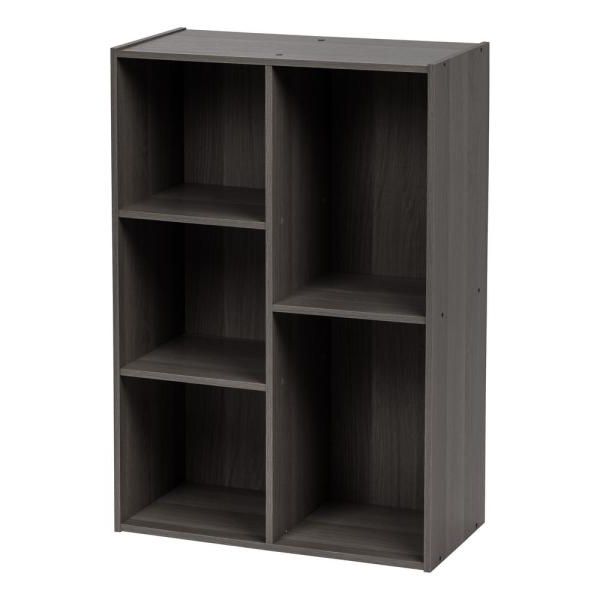 Most Current 5 Compartment Gray Wood Organizer Bookcase Storage Shelf Regarding Decorative Storage Cube Bookcases (View 11 of 20)