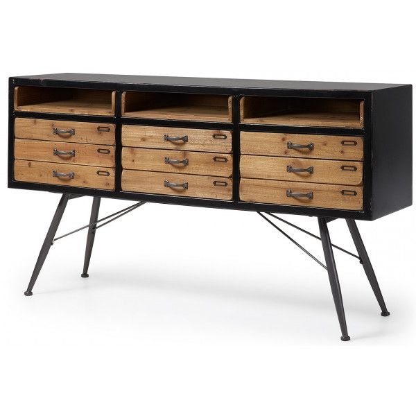 Most Current Malcom Buffet Table In Malcom 155x40 In Black Wood And Aged Metal Foot Sideboard (View 15 of 20)