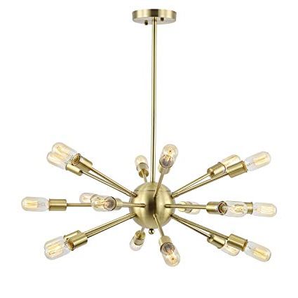Most Recent Light Society Sputnik 18 Light Chandelier Pendant, Brushed Bronze, Mid  Century Modern Industrial Starburst Style Lighting Fixture (ls C115 Brs) Inside Defreitas 18 Light Sputnik Chandeliers (View 11 of 30)