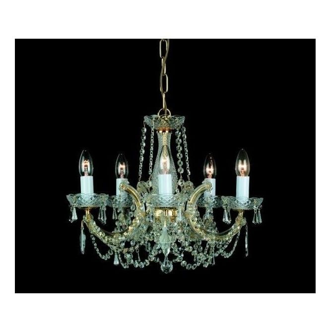 Most Recent Thresa 5 Light Shaded Chandeliers Throughout Cp00150/05/g Marie Theresa 5 Light Chandelier In Gold Finish Trimmed With  Strass Crystals (View 7 of 30)