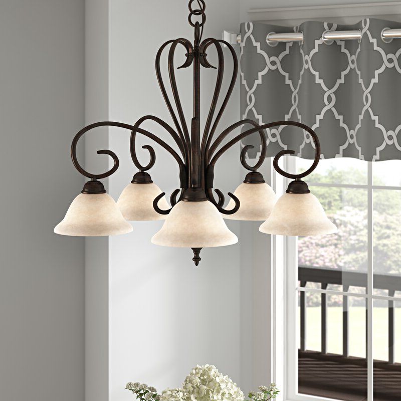 Most Up To Date Thresa 5 Light Shaded Chandeliers Intended For Gaines 5 Light Shaded Chandelier (Photo 21 of 30)