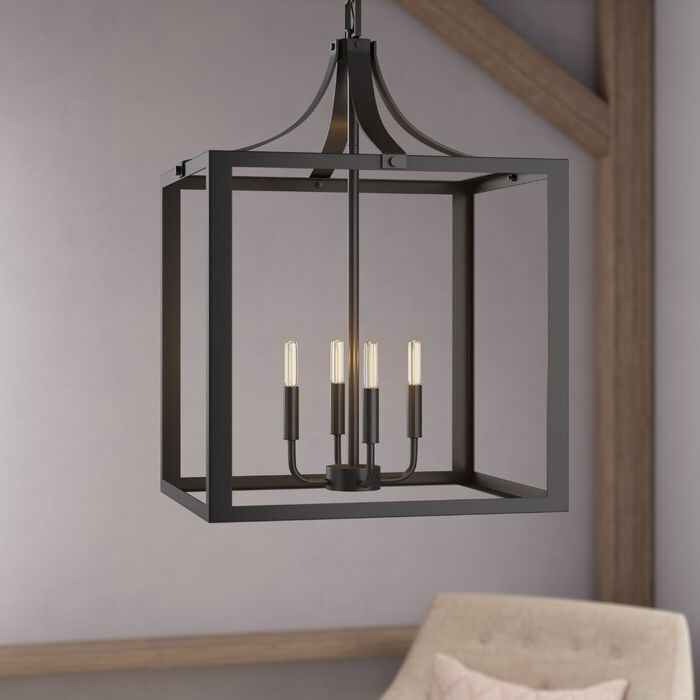 Odie 4 Light Lantern Square Pendants Within Famous Sherri Ann 4 Light Lantern Square / Rectangle Pendant (View 15 of 30)