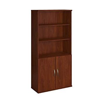 Series C Standard Bookcases In Widely Used Bush Business Furniture Series C Elite 36w 5 Shelf Bookcase With Doors In  Hansen Cherry (View 7 of 20)
