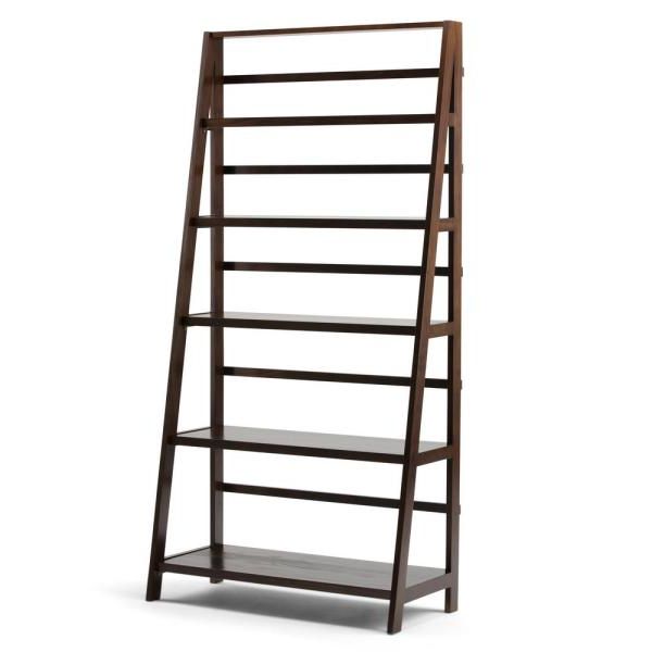 Wide Ladder Bookcases With Regard To Well Known Simpli Home Acadian Solid Wood 72 In. X 36 In (View 10 of 20)