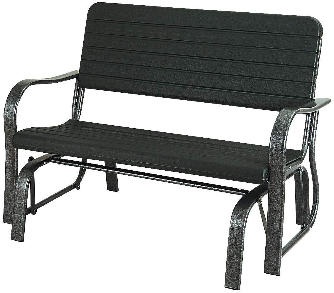 1 Person Antique Black Steel Outdoor Gliders Pertaining To Fashionable Giantex Swing Glider Chair Patio Steel Porch Chair Loveseat Bench For 2  Person, Rocking Glider Bench Seating (View 5 of 30)