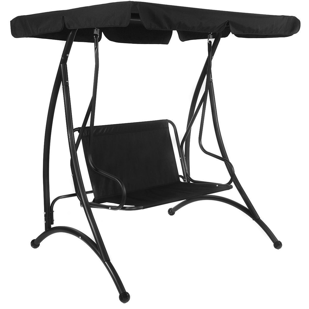 2 Person Black Steel Outdoor Swings With Regard To Recent Amazon : Black Patio Loveseat Swing Canopy Comfortable W (View 4 of 30)