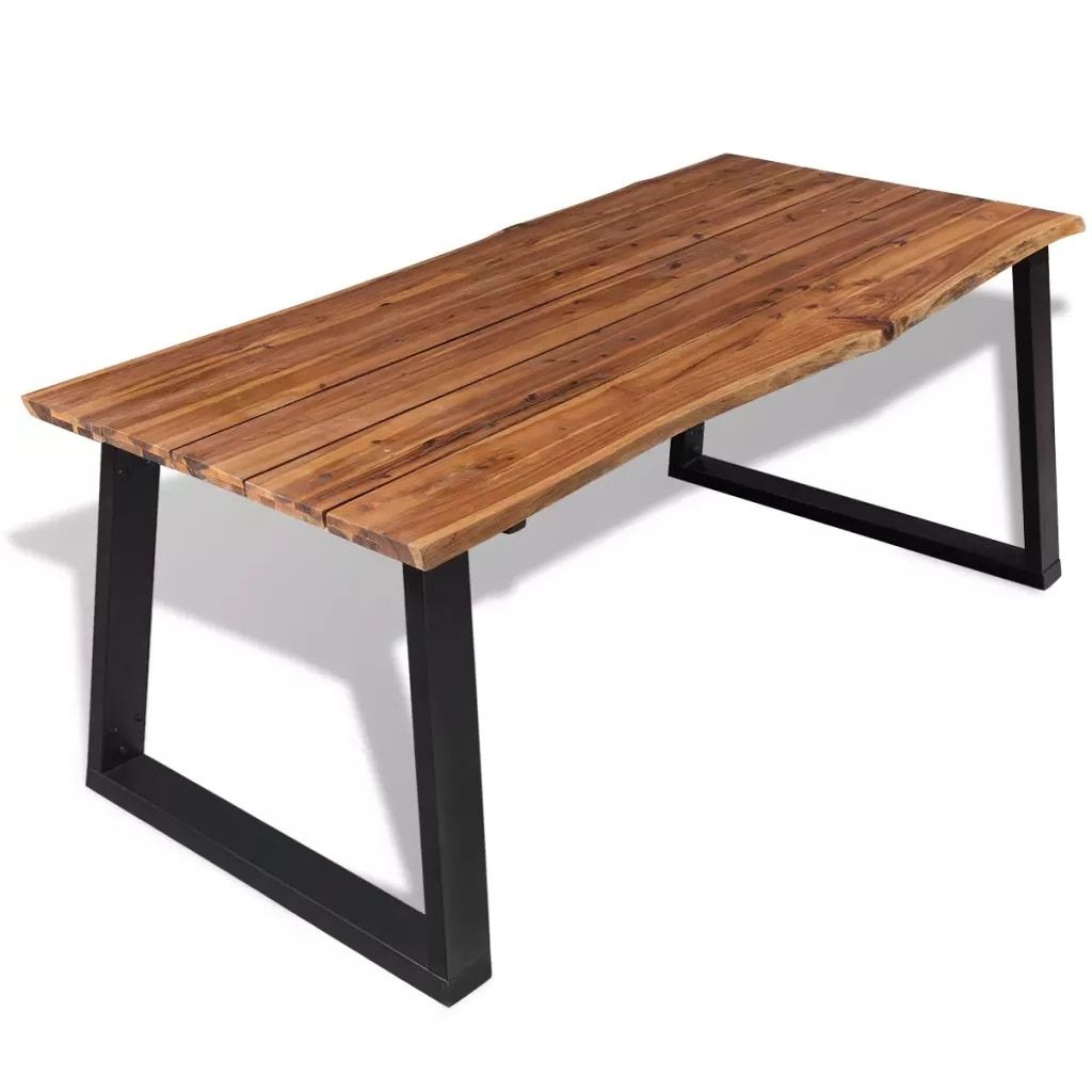 2018 Vidaxl Solid Acacia Wood Dining Table Cool Industrial Dining Throughout Unique Acacia Wood Dining Tables (View 8 of 30)