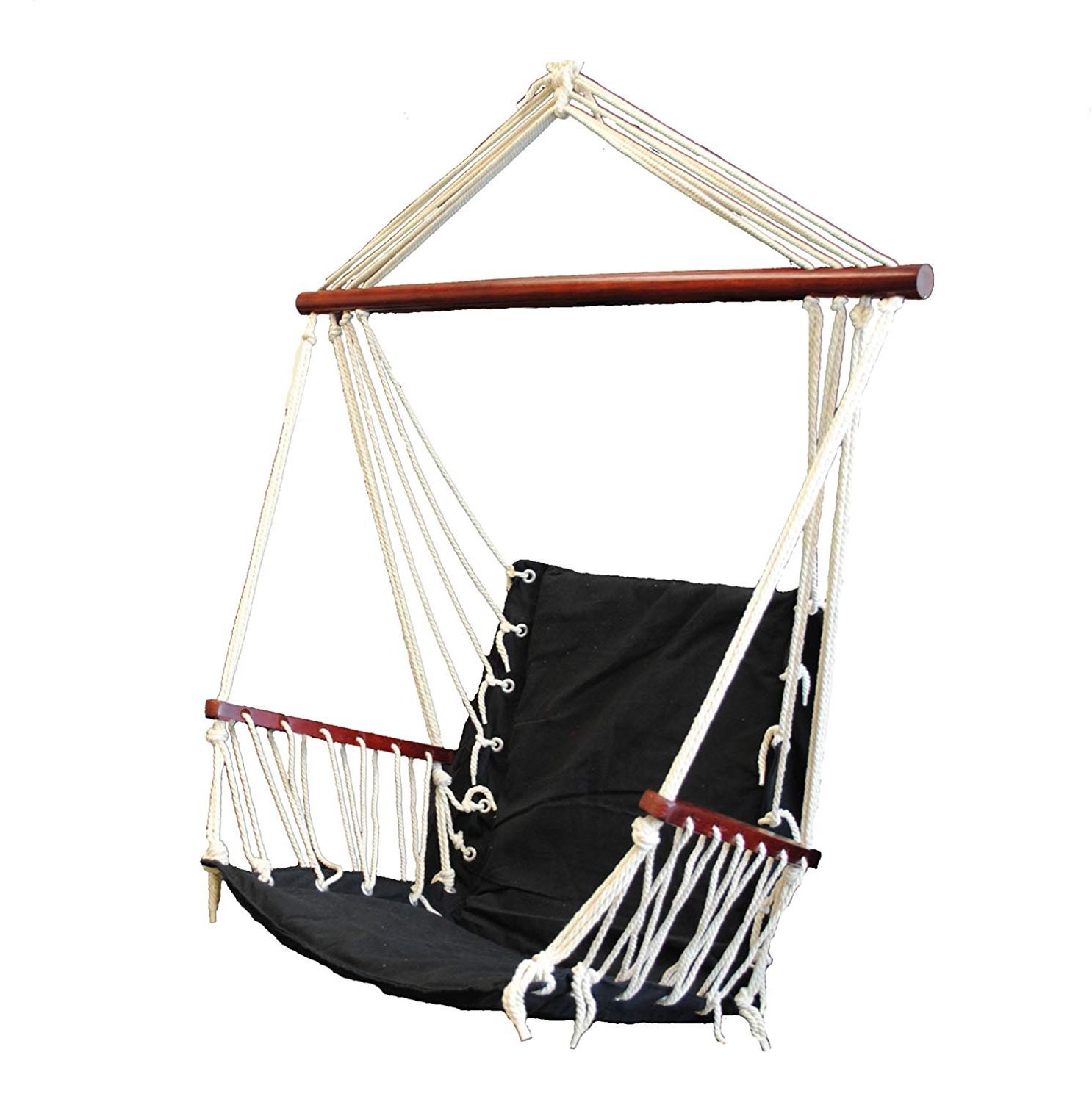 2019 Cotton Porch Swings Throughout Omni Patio Swing Seat Hanging Hammock Cotton Rope Chair With Cushion Seat  (red) (View 12 of 30)