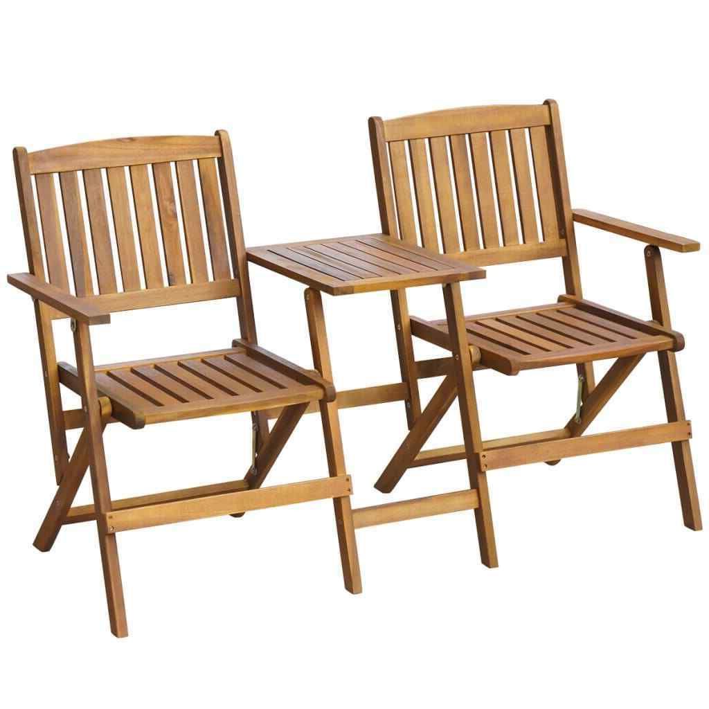 2019 Twin Seat Glider Benches Within Folding Garden Love Seat Wooden Bench 2 Seater Patio Twin Chair With Table  New (Photo 22 of 31)