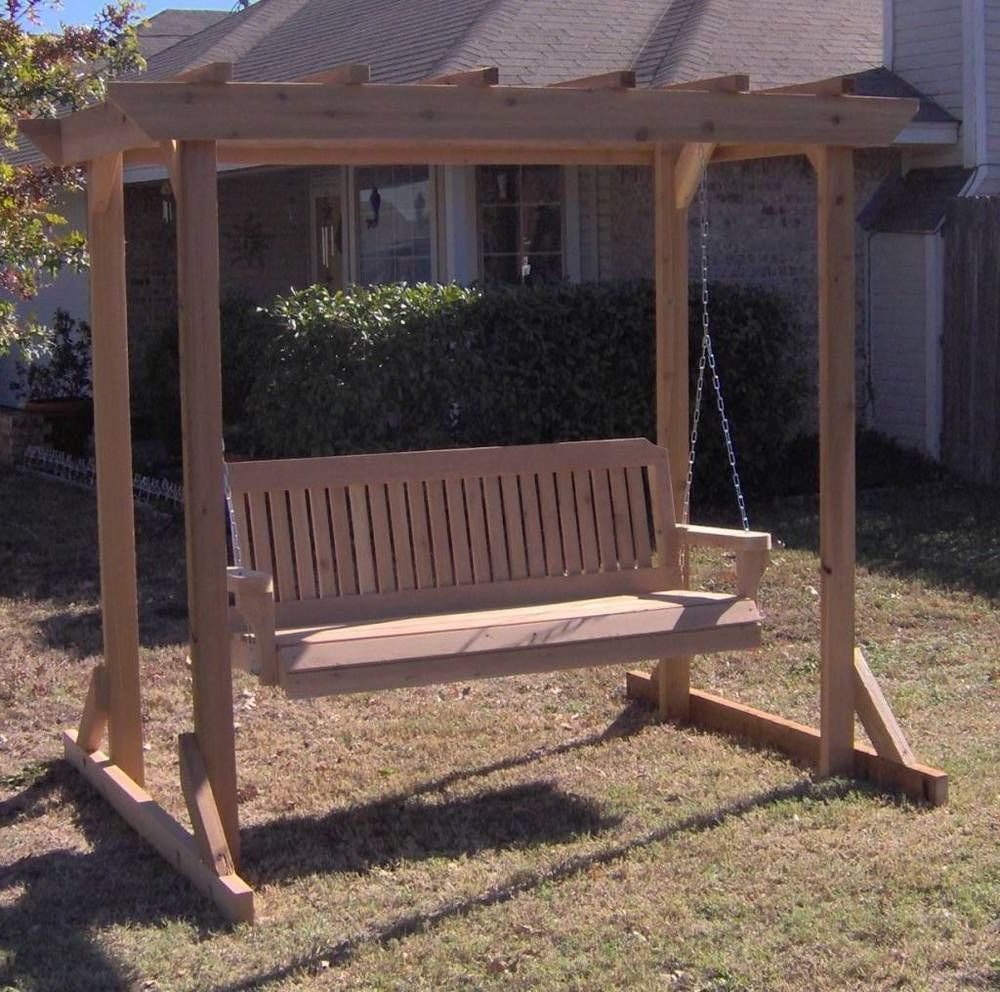 2020 Details About New All Cedar Garden Arbor & 5 Foot Porch With Regard To 5 Ft Cedar Swings With Springs (View 10 of 30)