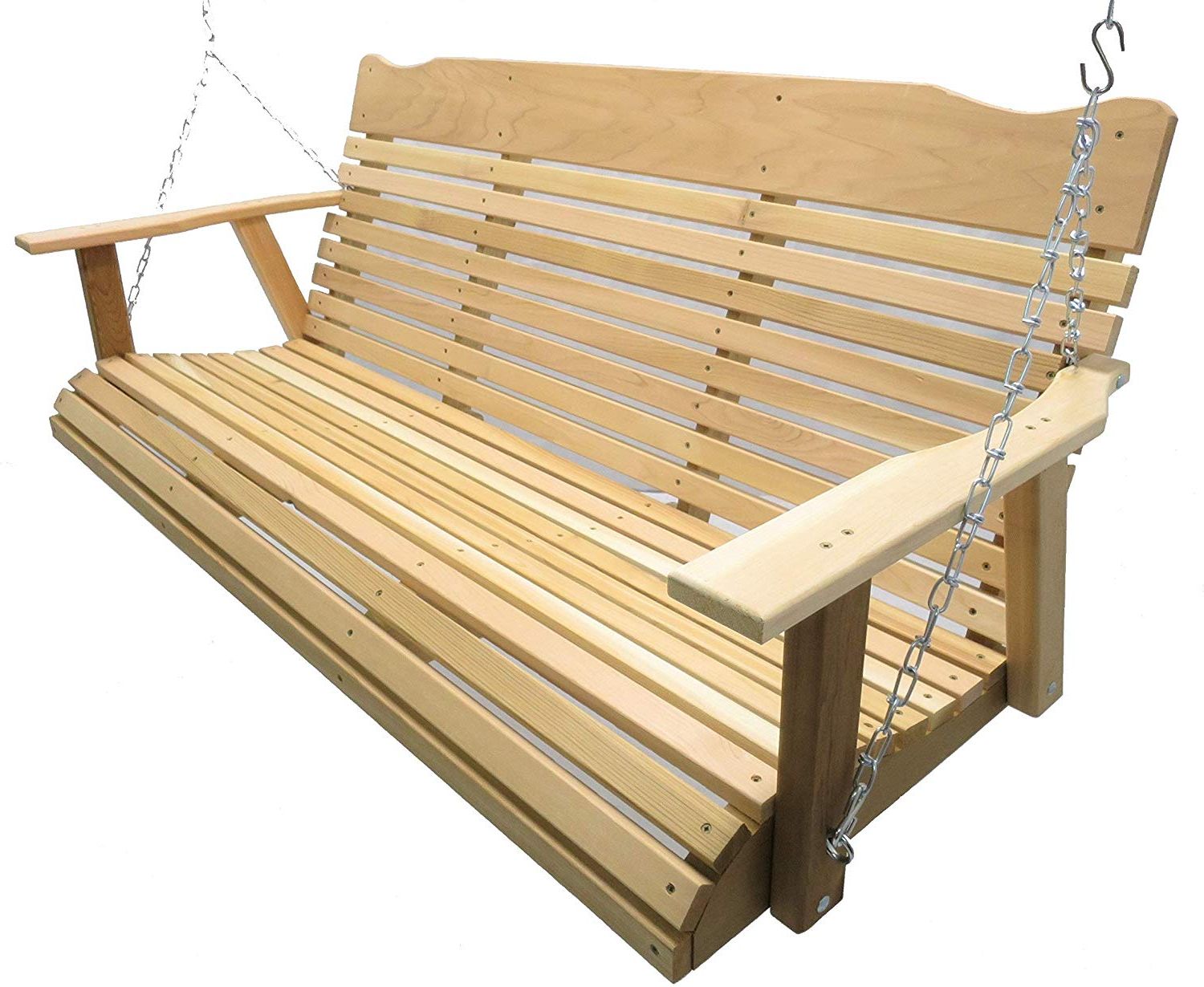 3 Person Natural Cedar Wood Outdoor Swings Throughout Most Popular Kilmer Creek 5' Natural Cedar Porch Swing, Amish Crafted – Includes Chain &  Springs (View 14 of 30)