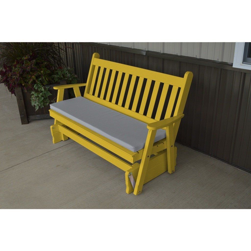 A & L Furniture Co. Yellow Pine 5' Traditional English Pertaining To Most Recently Released Traditional Glider Benches (Photo 24 of 30)