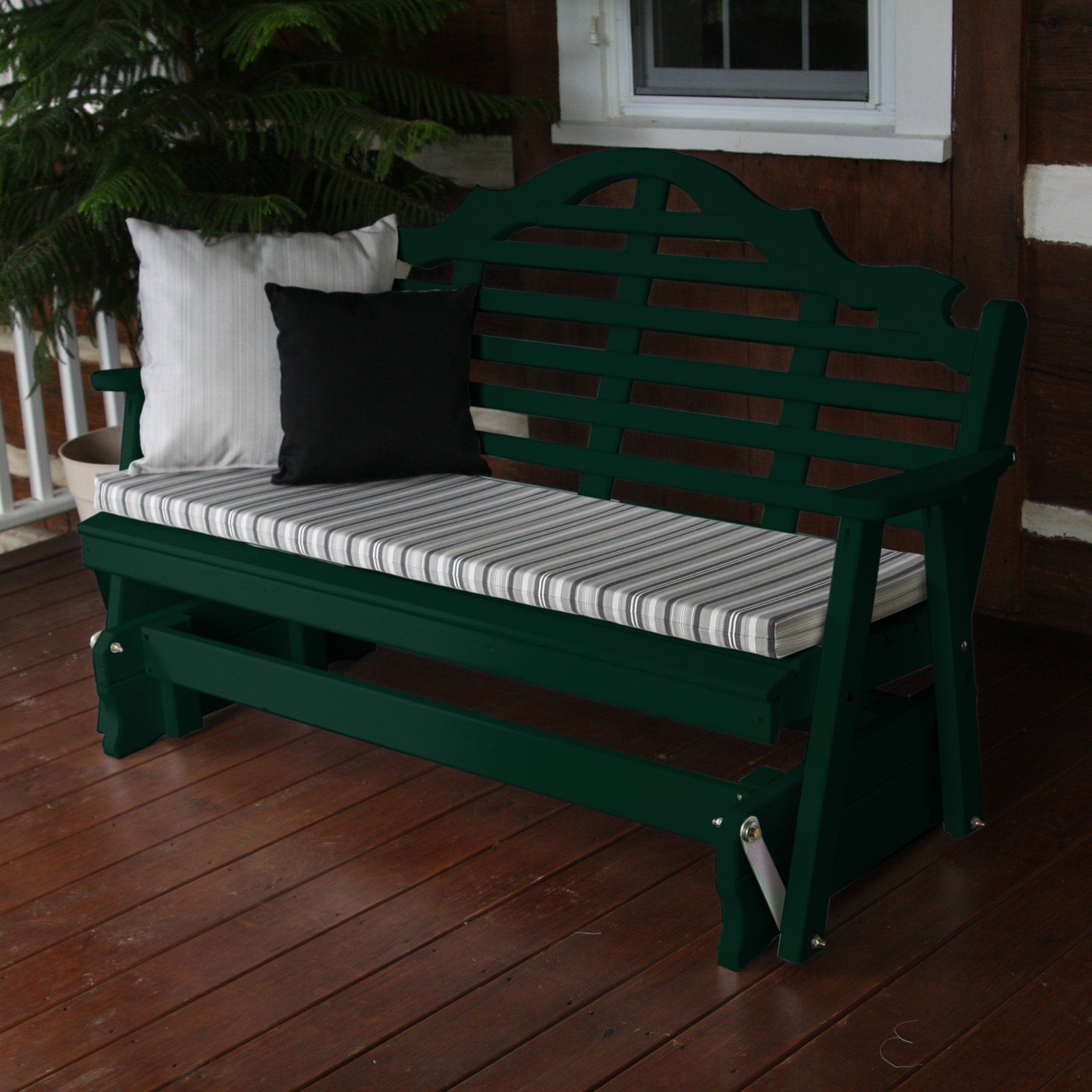 A & L Furniture Yellow Pine Marlboro Outdoor Bench Glider Within Most Recently Released Cedar Colonial Style Glider Benches (Photo 3 of 30)