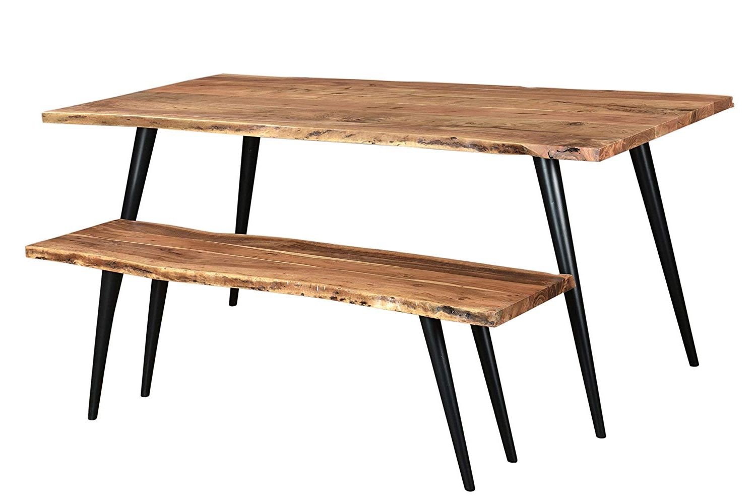 Acacia Dining Tables With Black X Legs In Favorite Woodworks Six Seater Live Edge Dining Table Set (View 21 of 30)