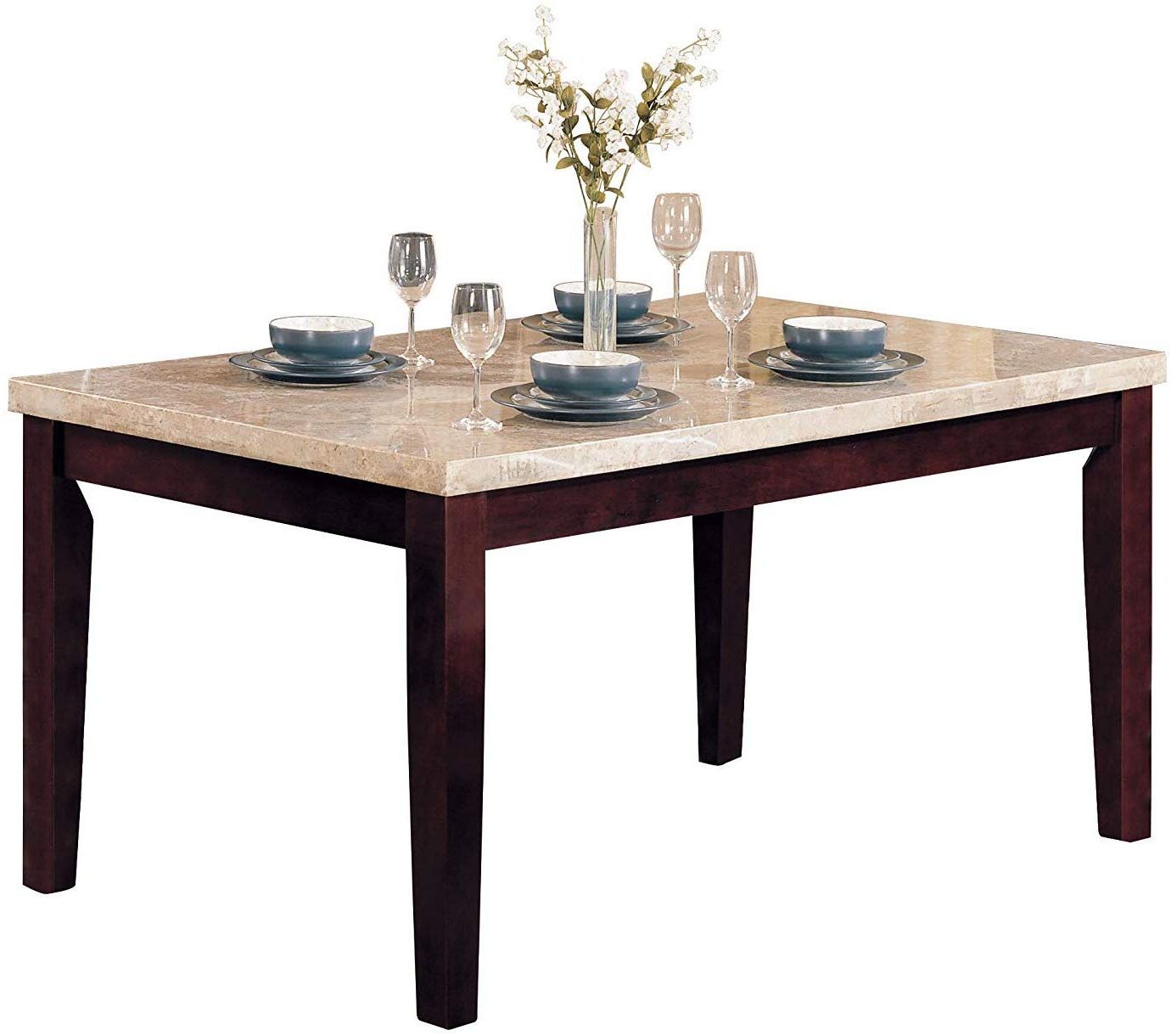 Acme Britney Walnut Dining Table With White Marble Top Throughout Fashionable Thick White Marble Slab Dining Tables With Weathered Grey Finish (Photo 1 of 30)