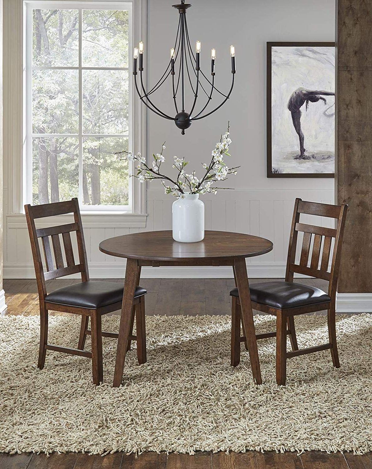 Amazon – A America Mason 42inch Round Dropleaf Table Pertaining To Trendy Transitional 4 Seating Double Drop Leaf Casual Dining Tables (Photo 6 of 30)