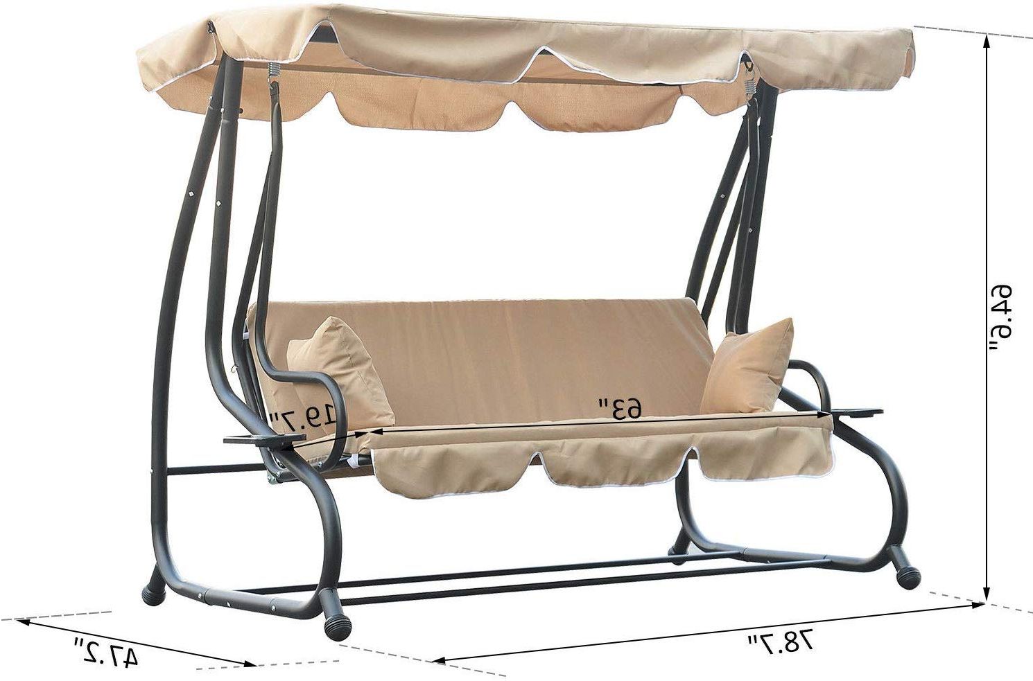 Amazon : Allblessings Patio 3 Seated Porch Swing Hammock Pertaining To Most Recent Patio Loveseat Canopy Hammock Porch Swings With Stand (Photo 1 of 30)