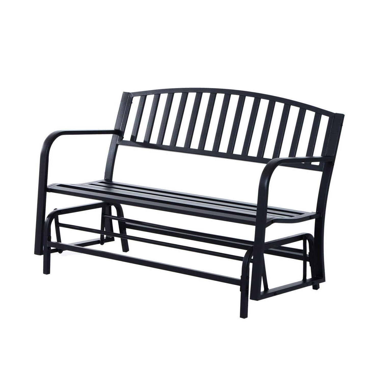 Amazon : Black Patio Swing Glider Bench For 2 Persons With Fashionable Loveseat Glider Benches (View 8 of 30)