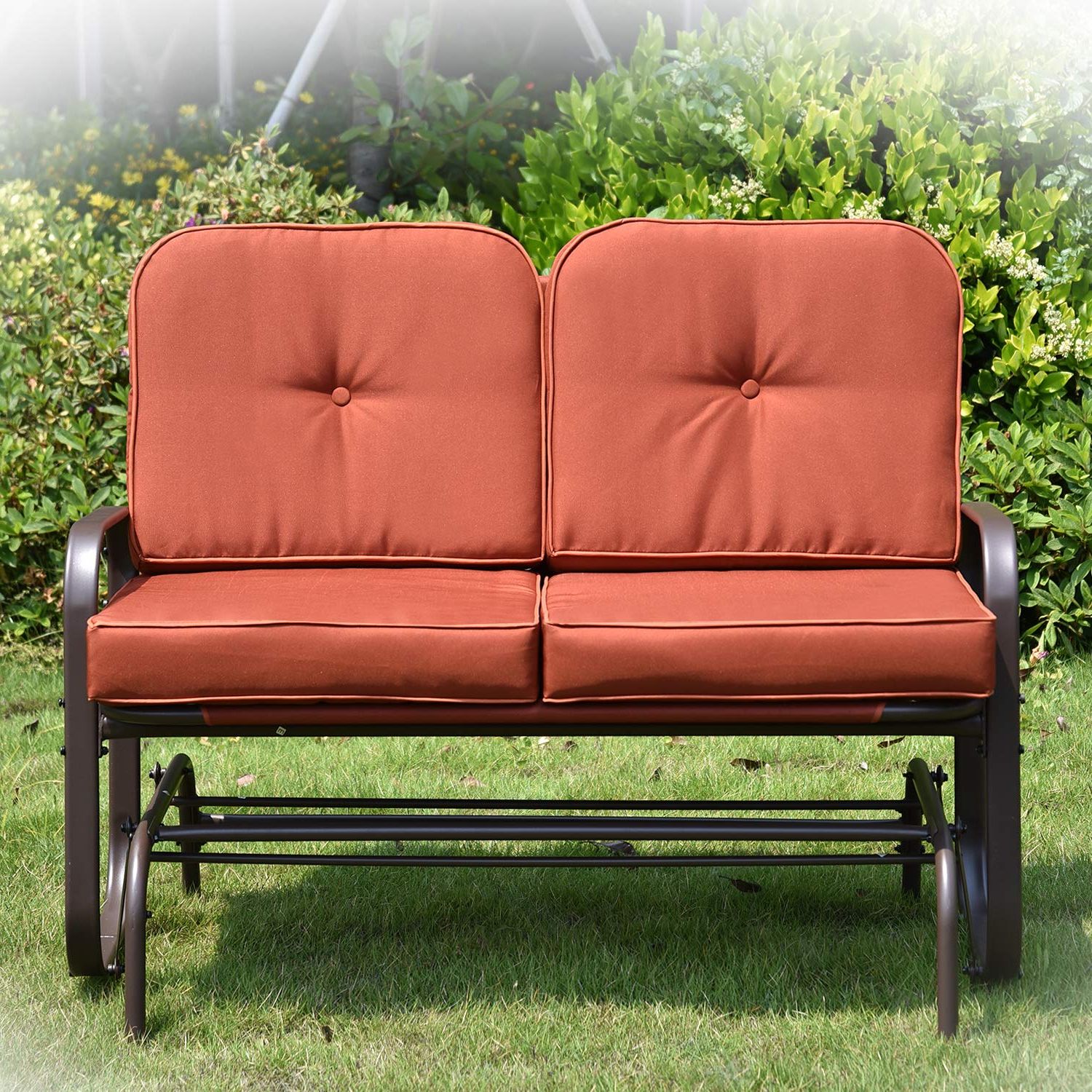 Amazon: Broad Patio Glider Bench Loveseat With Removable In Well Liked Loveseat Glider Benches With Cushions (View 1 of 30)