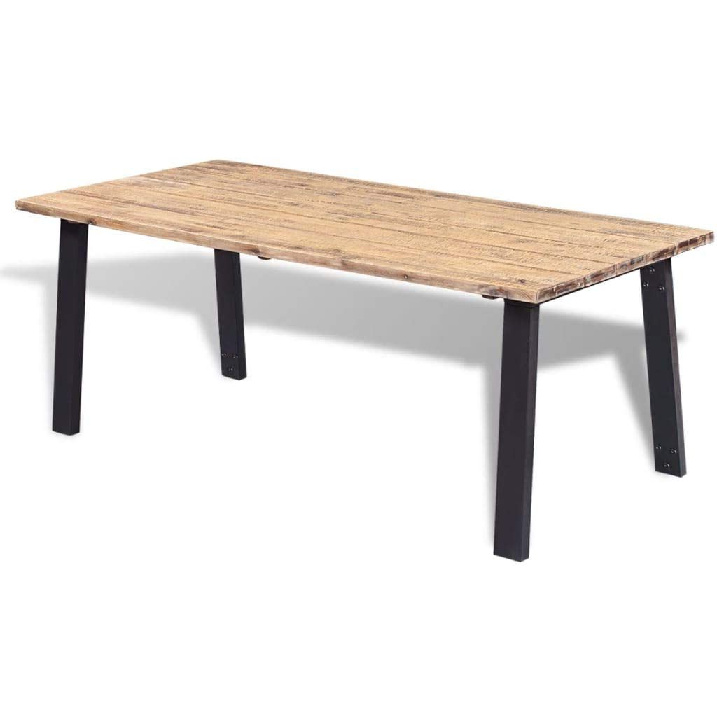 Amazon – Festnight Rustic Dining Table Brushed Acacia With Famous Acacia Top Dining Tables With Metal Legs (View 5 of 30)