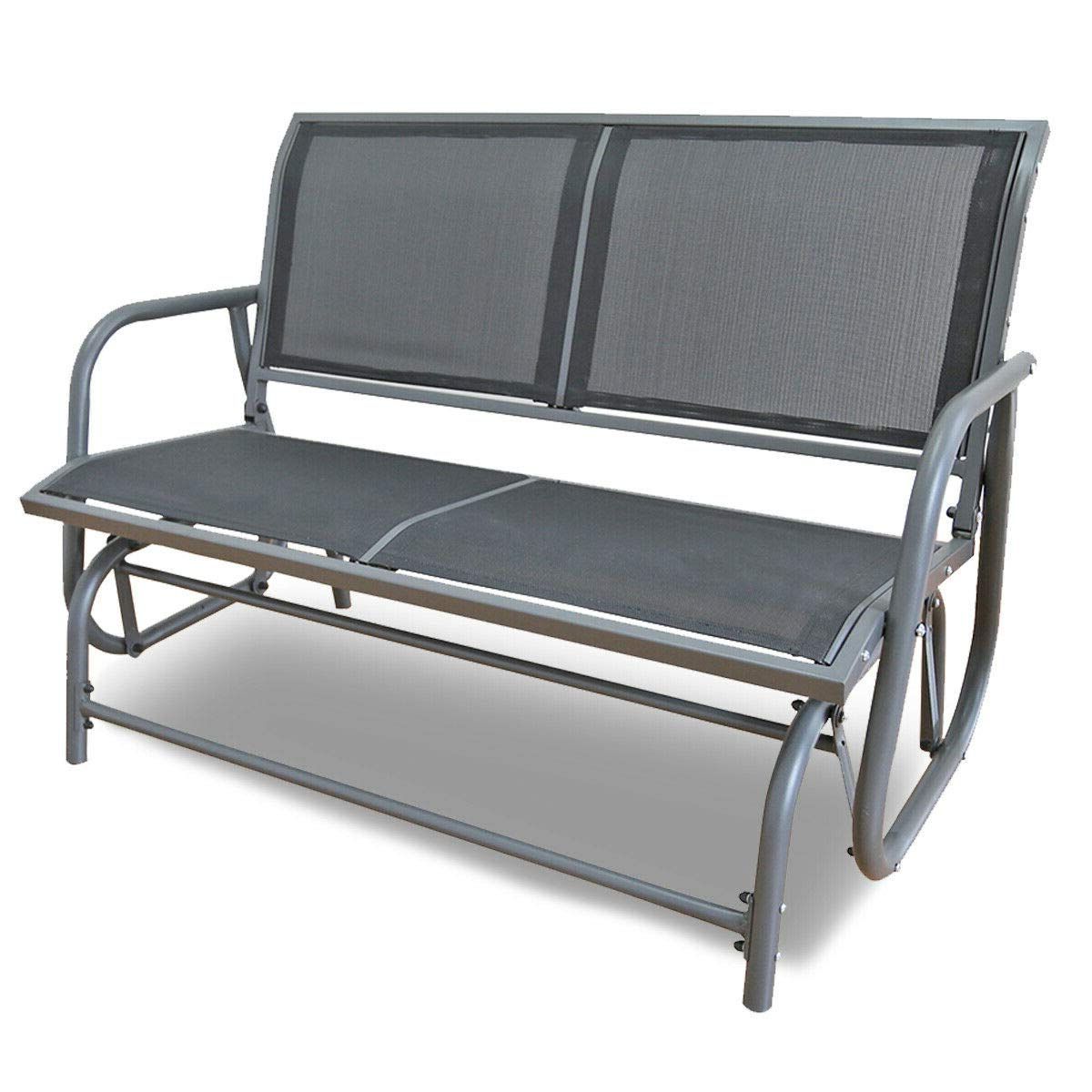 Amazon : Grey Patio Swing Glider Bench For 2 Persons Regarding Most Recent Steel Patio Swing Glider Benches (View 3 of 30)