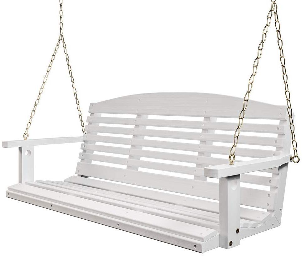 Amazon : Porchgate Amish Made Classic White Porch Swing With Widely Used Contoured Classic Porch Swings (View 7 of 30)