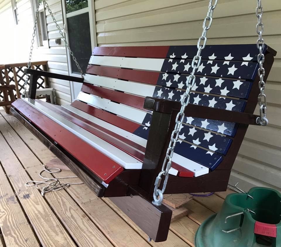 American Flag Porch Swings For Most Current Flag & Custom Swings – Davis Porch Swings (View 4 of 30)