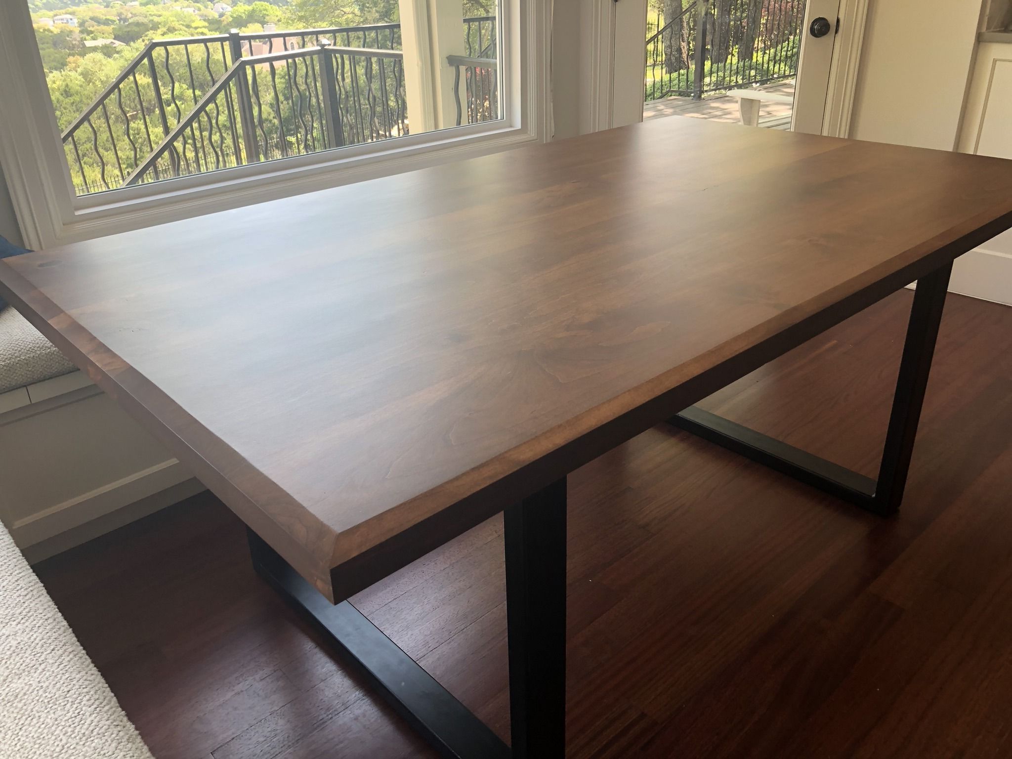 Best And Newest Alder Table Top Stained Wheat With Black Metal Legs (View 9 of 30)