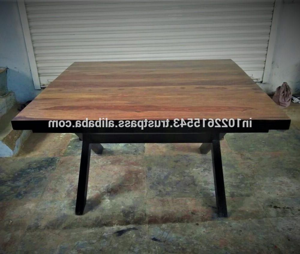 Best And Newest Industrial Metal Leg Dining Table With Acacia Wood Slab – Buy Thick Wood  Slab Dining Table,exotic Wood Dining Tables,metal Leg Dining Wood Table With Acacia Wood Dining Tables With Sheet Metal Base (View 16 of 30)
