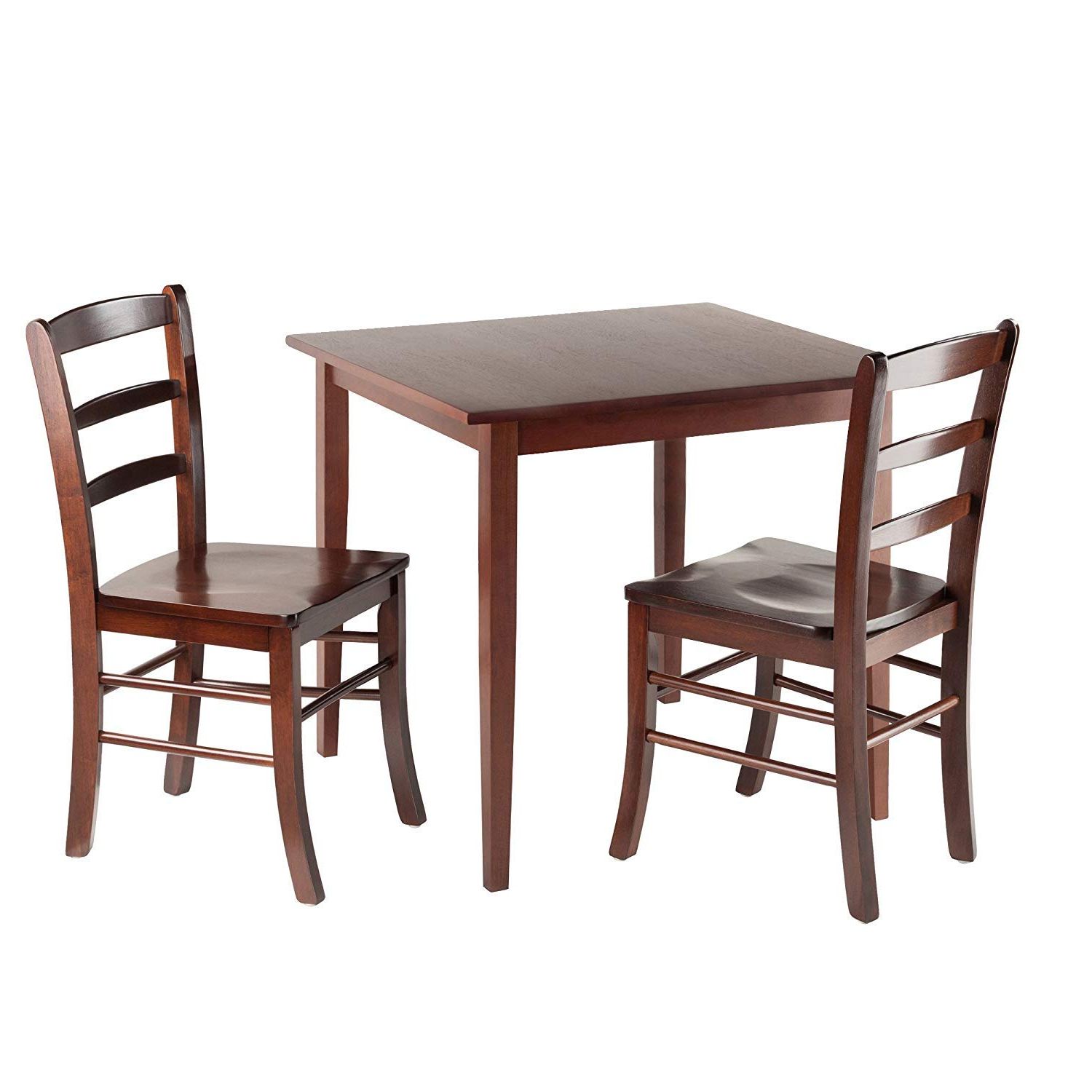 Best And Newest Transitional Antique Walnut Square Casual Dining Tables With Winsome Wood Groveland 3pc Square Dining Table With 2 Chairs (View 4 of 30)