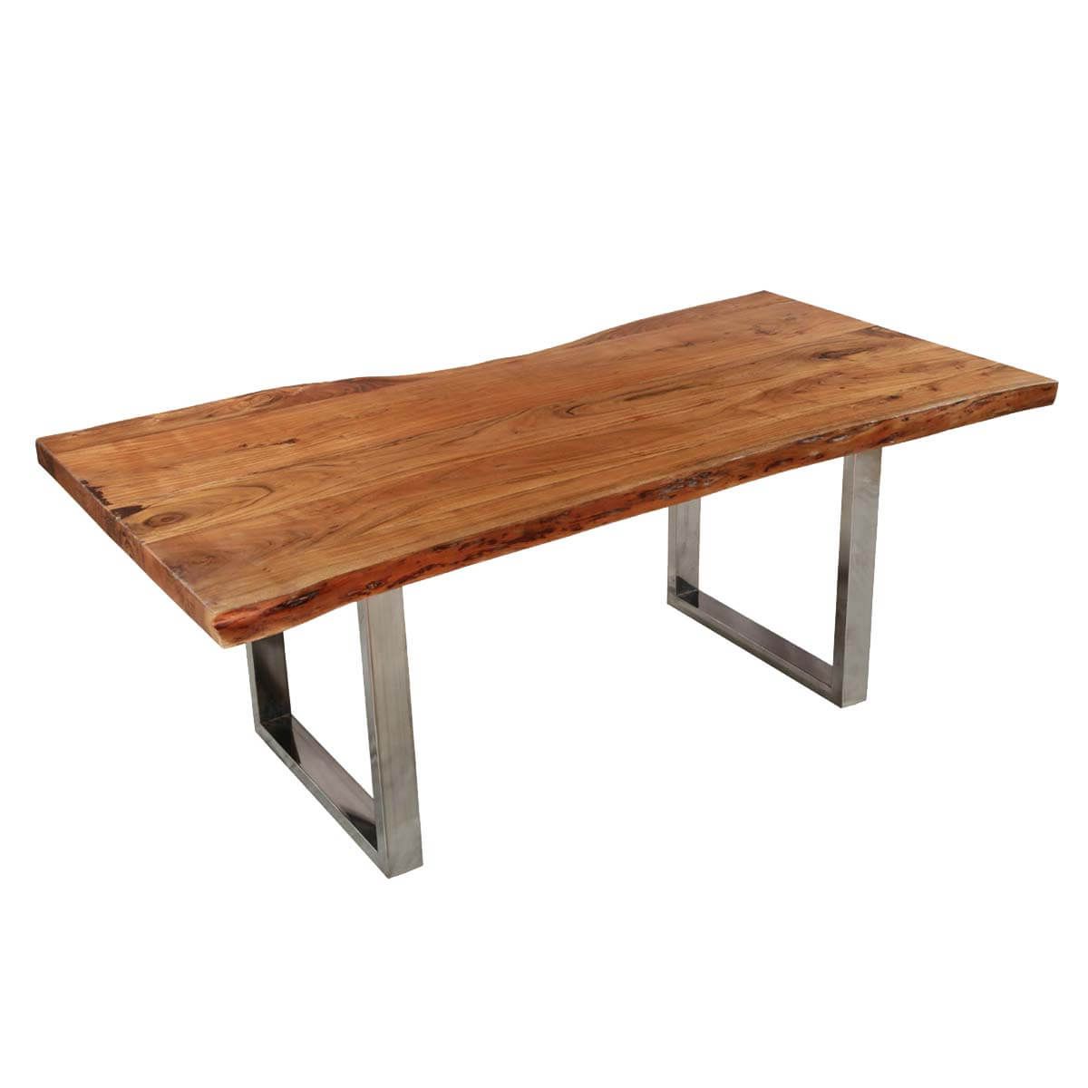 Best And Newest Unique Acacia Wood Dining Tables Intended For Natural 78" Acacia Wood & Steel Base Live Edge Dining Table (View 23 of 30)