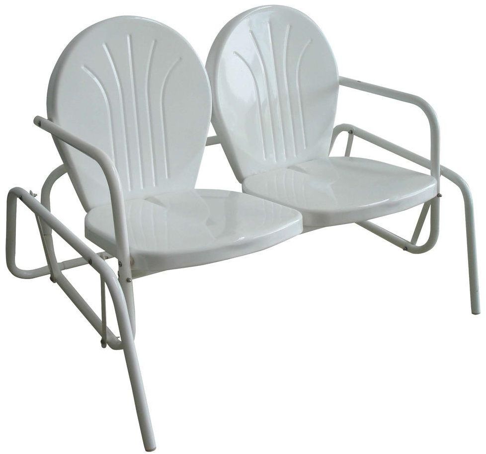 Black Outdoor Durable Steel Frame Patio Swing Glider Bench Chairs Intended For Widely Used Details About Double Seat Glider Patio Steel Chair For Indoor/outdoor Use  Tulip Stamp White (View 24 of 30)