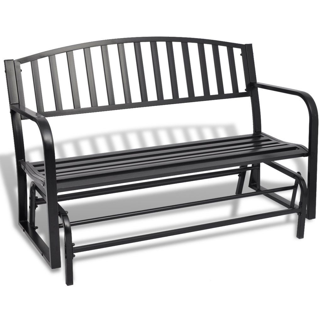 Black Outdoor Durable Steel Frame Patio Swing Glider Bench Chairs Pertaining To Well Known Amazon : Festnight Steel Swing Glider Bench Patio (View 4 of 30)