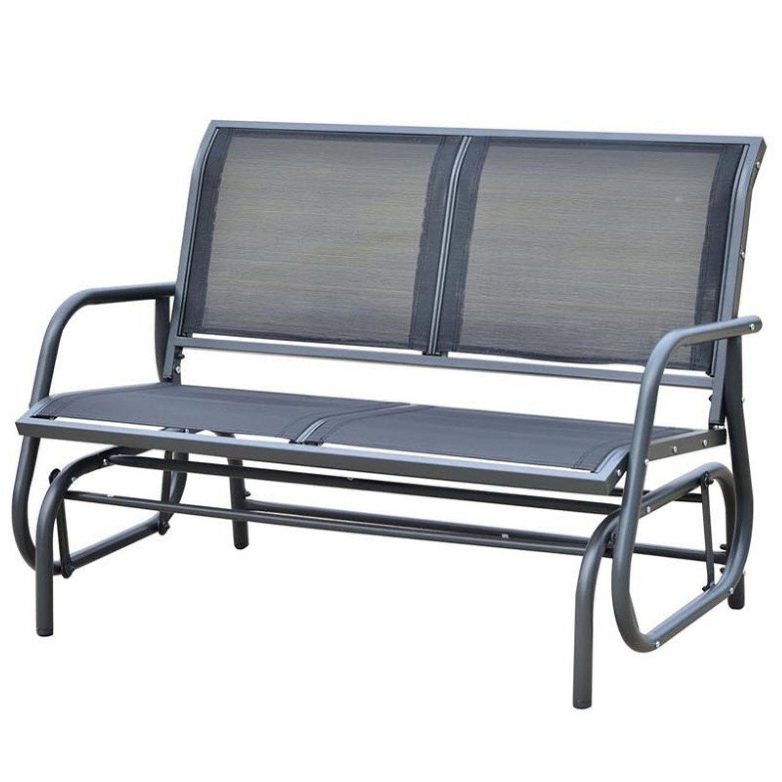 Black Outdoor Durable Steel Frame Patio Swing Glider Bench Chairs With Regard To Well Known Outsunny 48 In (View 9 of 30)