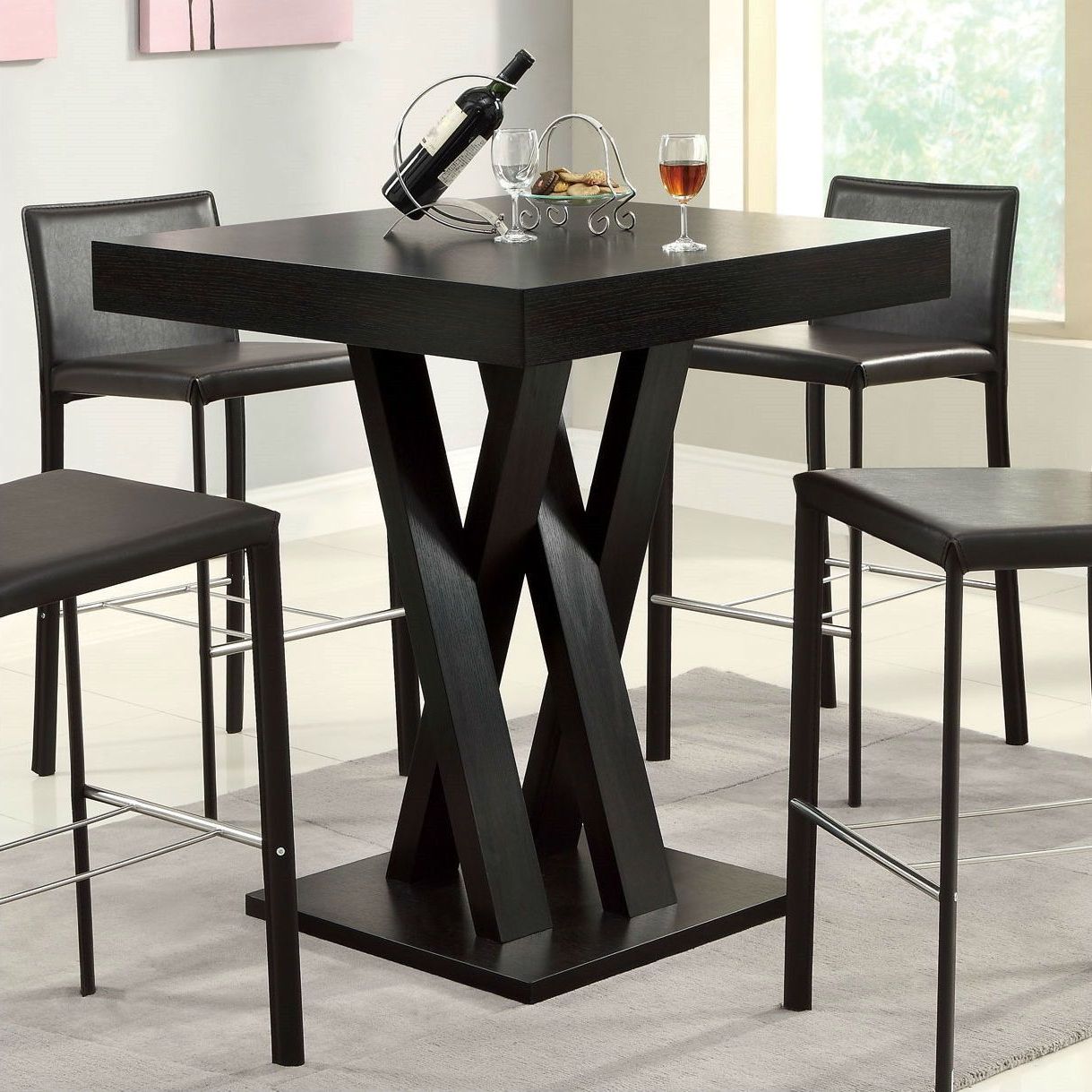 Chrome Contemporary Square Casual Dining Tables With Regard To Most Recently Released Modern 40 Inch High Square Dining Table In Dark Cappuccino (View 4 of 30)