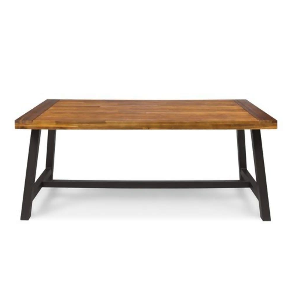 Current Amazon : 17 Stories 6 Seater Industrial Style Solid Pertaining To Solid Acacia Wood Dining Tables (View 3 of 30)