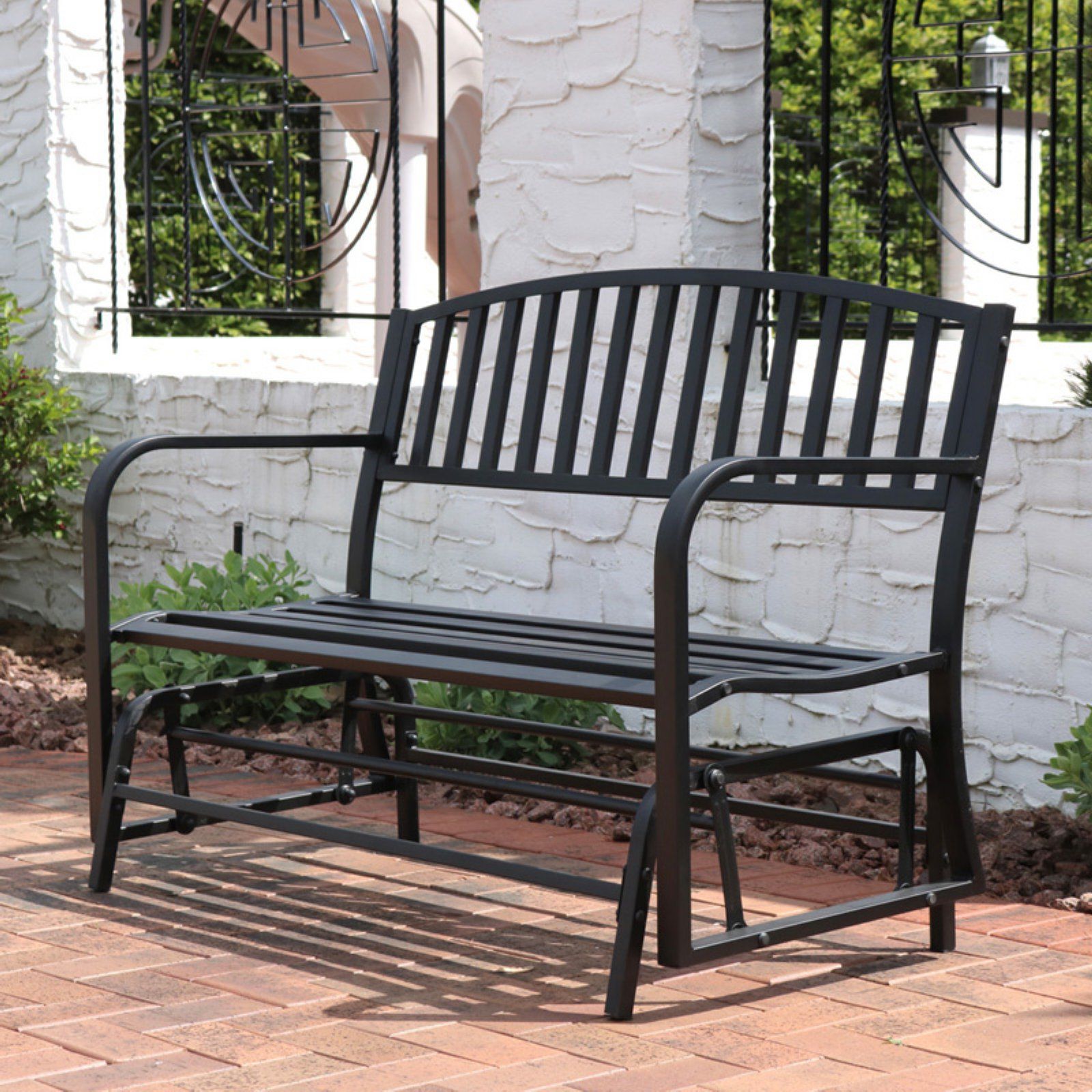 Current Iron Grove Slatted Glider Benches With Sunnydaze Decor 4 Ft (View 13 of 30)