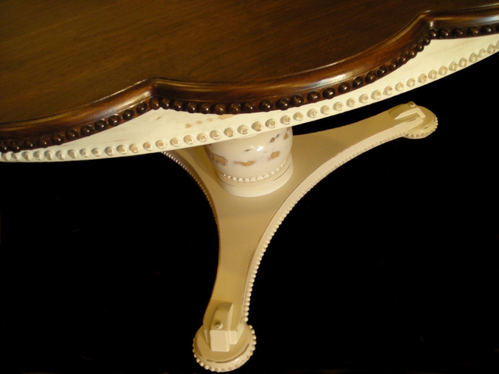 Custom French Country Dining Table With Beaded Scalloped Within Most Current Walnut And Antique White Finish Contemporary Country Dining Tables (View 21 of 30)