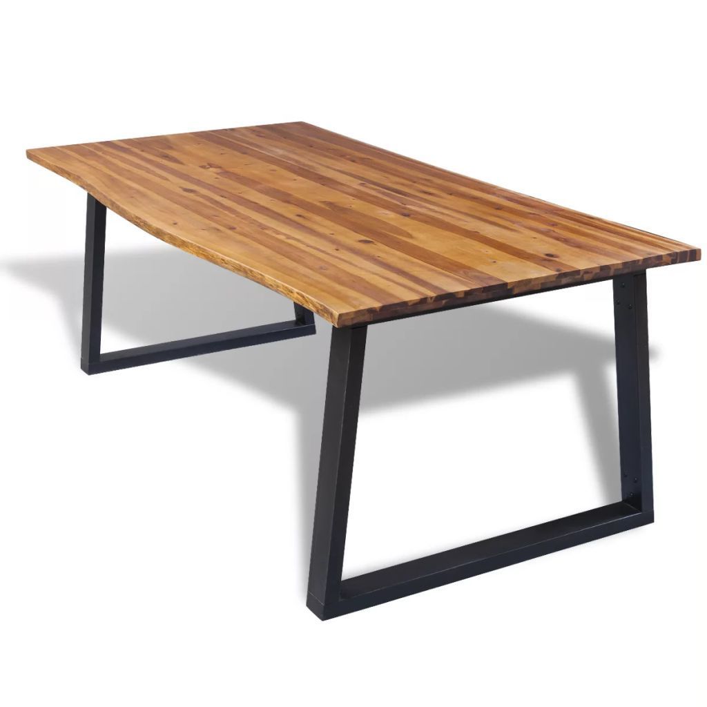 Details About Dining Table Solid Acacia Wood Kitchen Rectangular Furniture  78.7"x (View 4 of 30)
